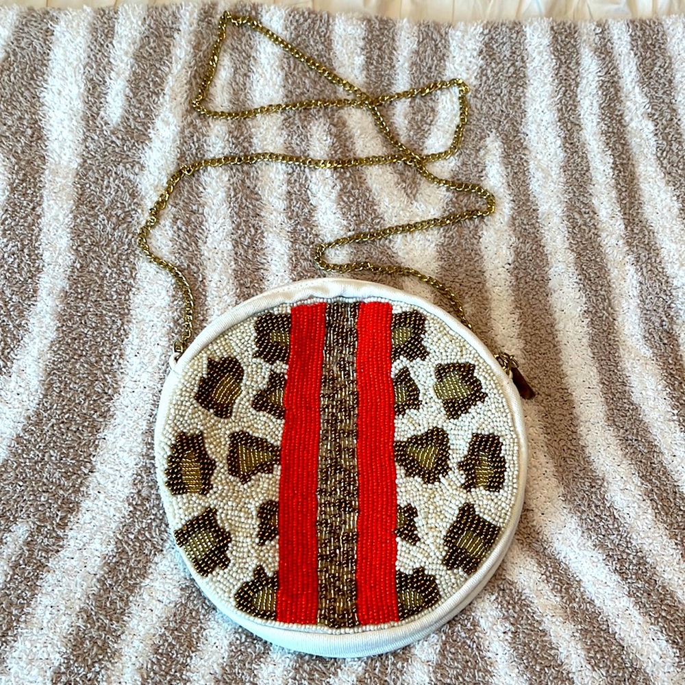 NWOT | Leopard Beaded Clutch